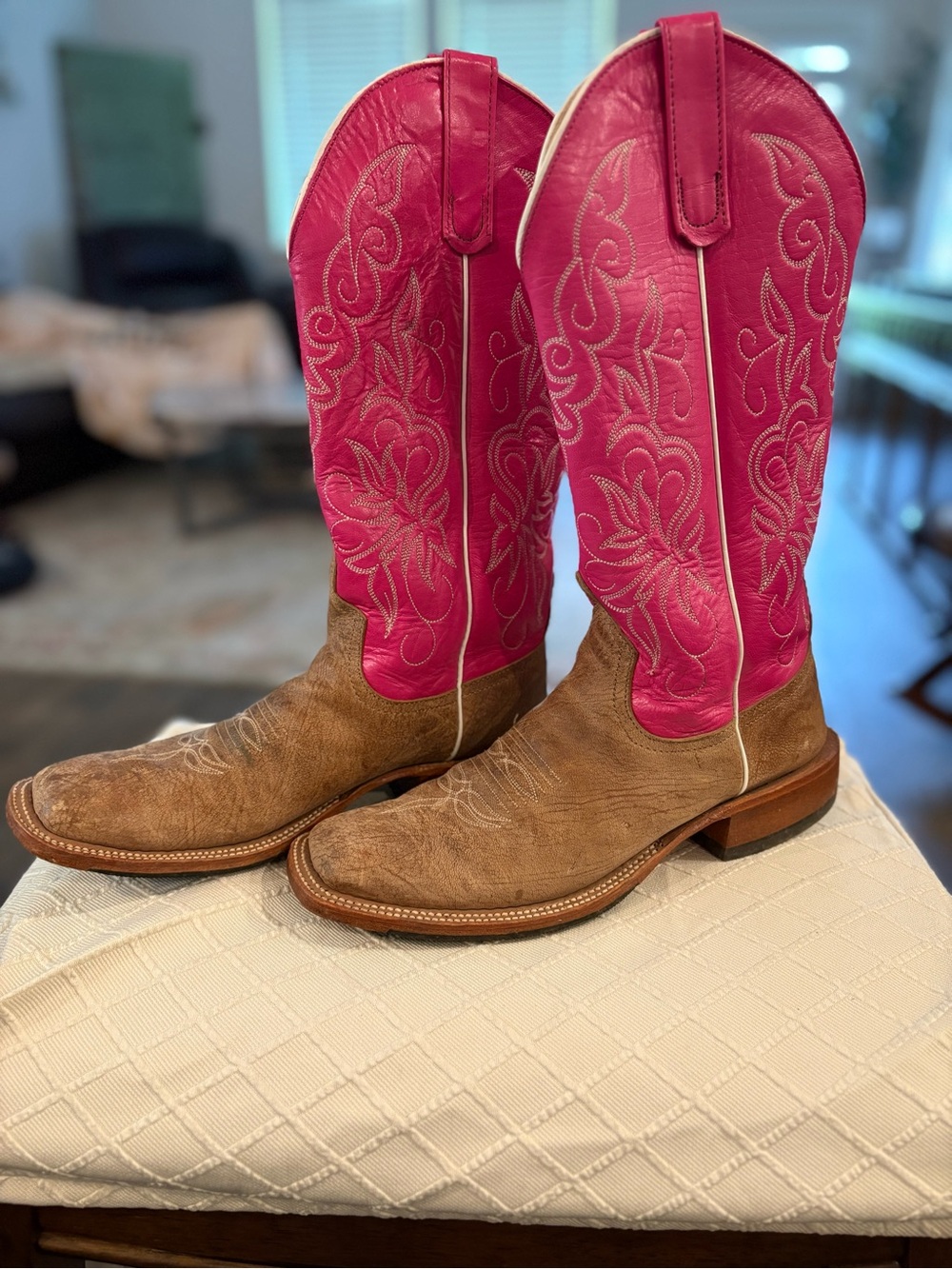Anderson Bean Hot Pink and Brown Western Boots